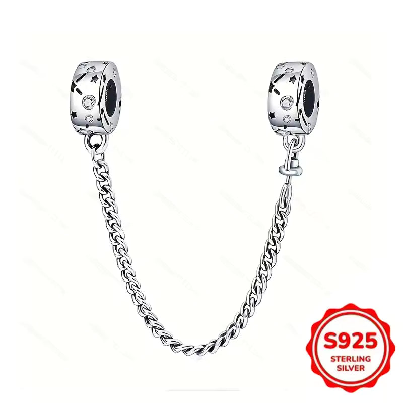 Cadena de Seguridad con Estrellas y Cristales S925