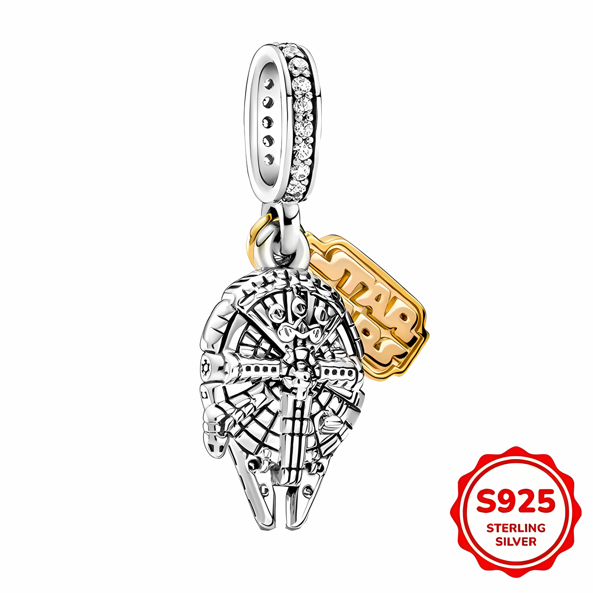 Charm Colgante Halcón Milenario con Placa Star Wars