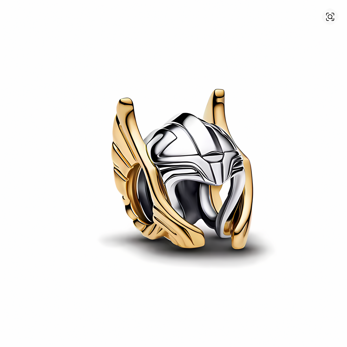 Charm bead casco de Thor Marvel con alas doradas y acabado bicolor plata y oro