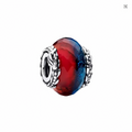 Charm bead cristal bicolor rojo azul con garras de dragón en plata oxidada Game of Thrones