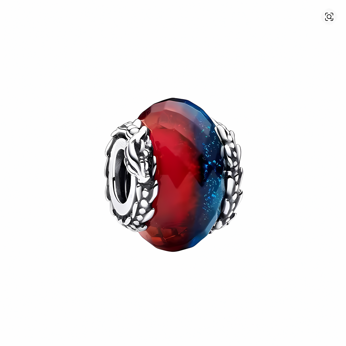 Charm bead cristal bicolor rojo azul con garras de dragón en plata oxidada Game of Thrones