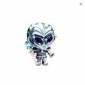 Charm bead chibi alien Skrull Marvel en plata con esmalte azul perlado ojos de cristal y bastón