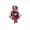 Charm bead Spider-Man sentado Marvel en plata con esmalte rojo granate y logo araña