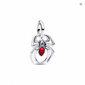 Charm colgante araña Spider-Man Marvel en plata con esmalte rojo y cristal azul