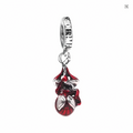 Charm colgante Spider-Man Marvel en plata con esmalte rojo boca abajo