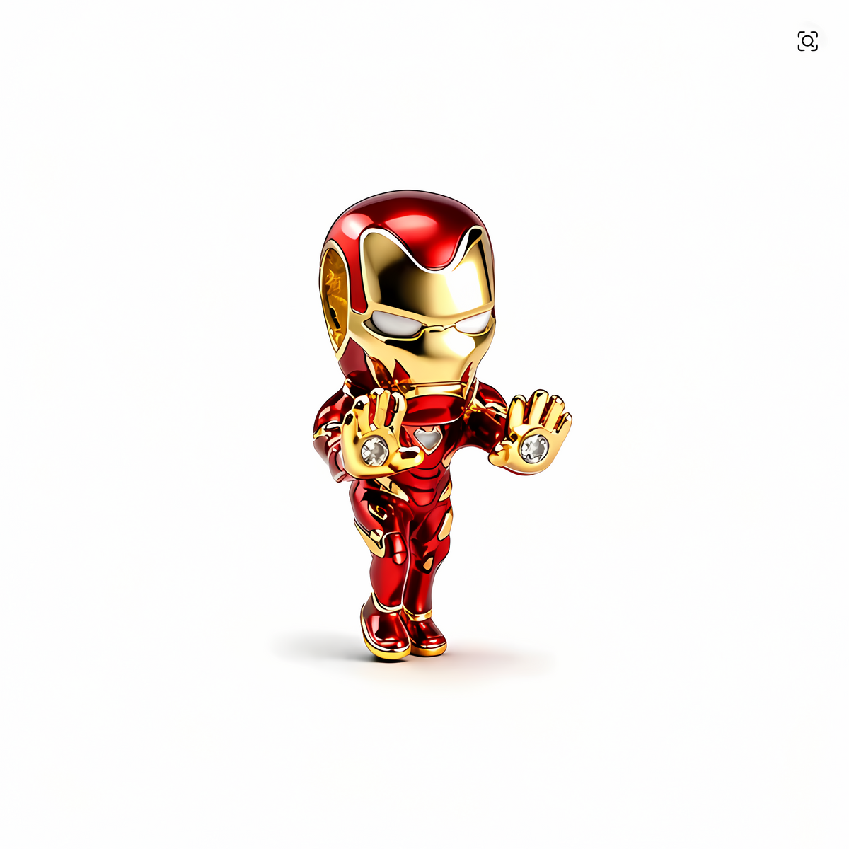 Charm Iron Man Marvel en plata con esmalte rojo y dorado y cristales en los repulsores