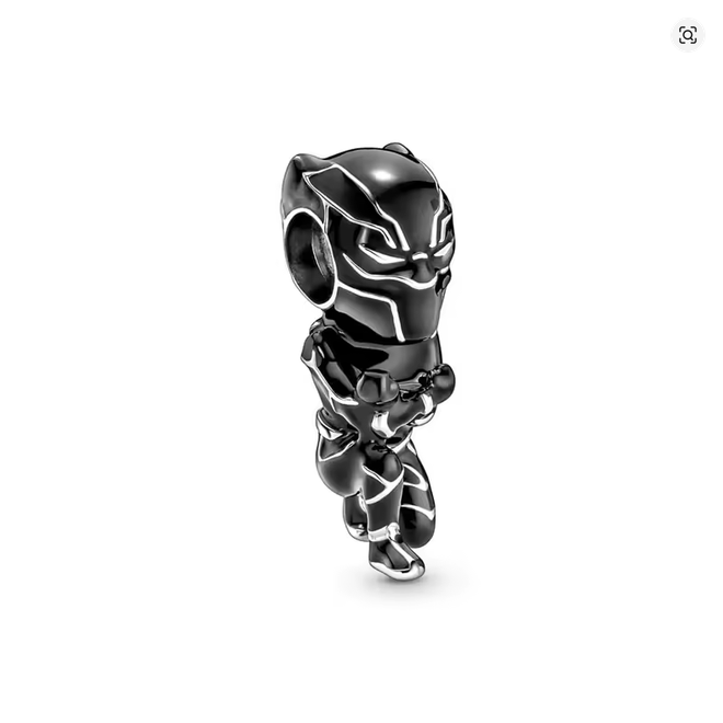 Charm Bead Chibi Black Panther en Acción Marvel plata S925