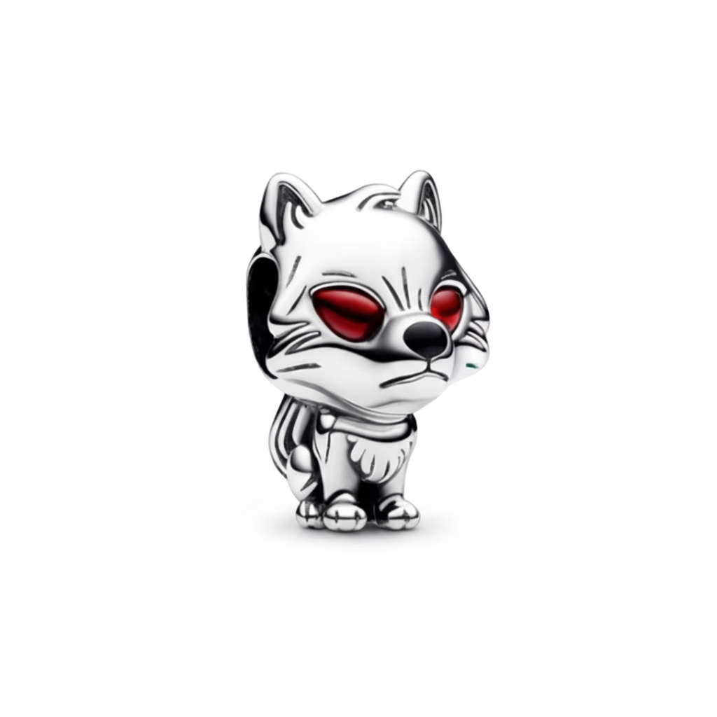 Charm Bead Lobo Huargo Game of Thrones en plata S925 con ojos de esmalte rojo